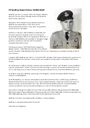 A preview of a PDF biography for Palmer, Geoffrey Robert